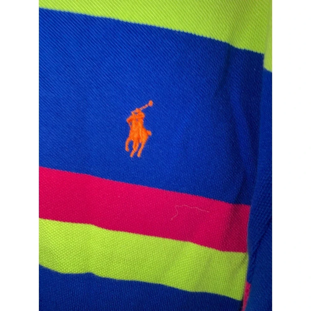 Polo Ralph Lauren 90's brightly colored striped polo orange pony men's XXL